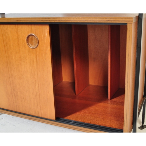 679 - British Modern Design - Mid-century Avalon modular unit in teak wood with fall front drink cabinet o... 