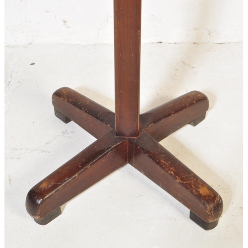689 - A vintage retro mid 20th century Abbess coat stand of squared form with curved arms. Makers to base.... 