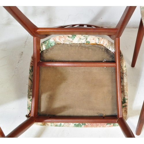 722 - A set of four retro vintage mid 20th century teak high rail back dining chairs of Danish influence i... 