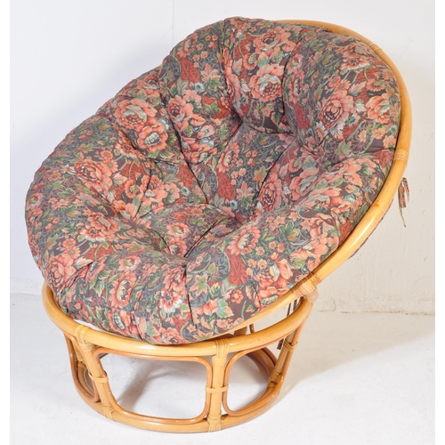 738 - 20th century retro bamboo and rattan weave conservatory egg chair. Circular Bamboo base with upright... 