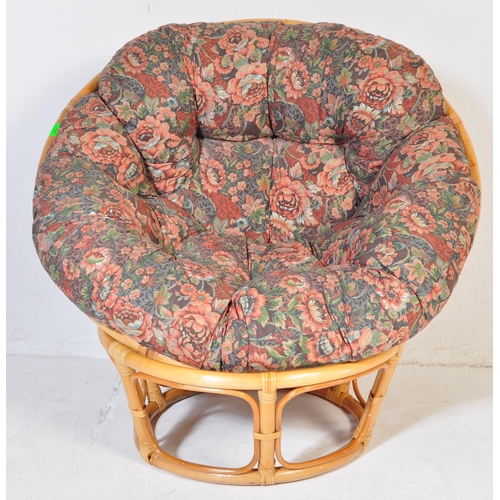 738 - 20th century retro bamboo and rattan weave conservatory egg chair. Circular Bamboo base with upright... 