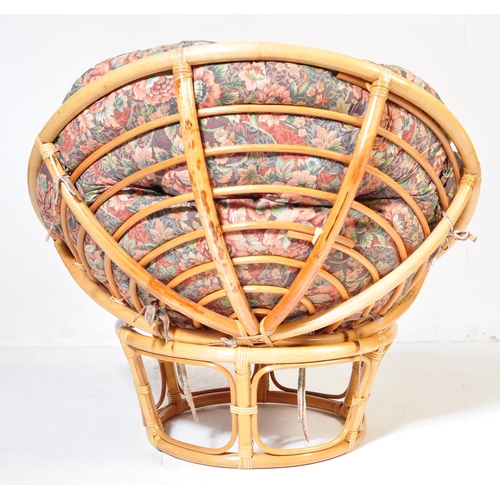 738 - 20th century retro bamboo and rattan weave conservatory egg chair. Circular Bamboo base with upright... 