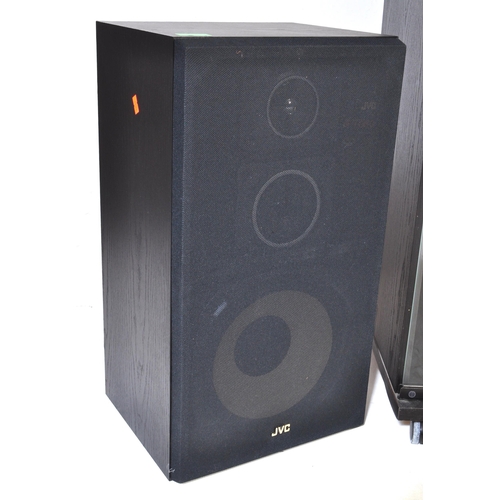 757 - A 20th century vintage audio hi-fi stacking stereo system. To include JVC FX-333L tuner, a Sony twin... 