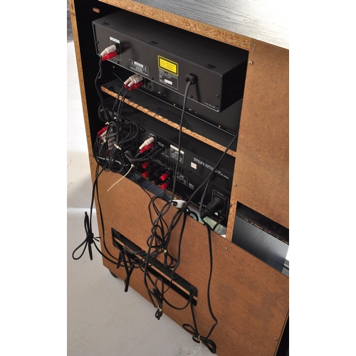757 - A 20th century vintage audio hi-fi stacking stereo system. To include JVC FX-333L tuner, a Sony twin... 