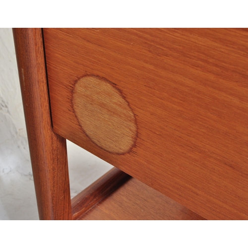 765 - A mid 20th Century retro vintage teak wood serving trolley. With twin drop leaves rectangular form w... 