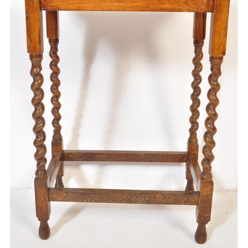 805 - A vintage early 20th Century circa 1920s barely twist oak occasional hall side table. Having a flare... 
