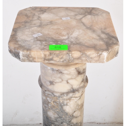 818 - A 20th century carved white marble column torchere stand / bust stand / jardinière planter stand. Th... 