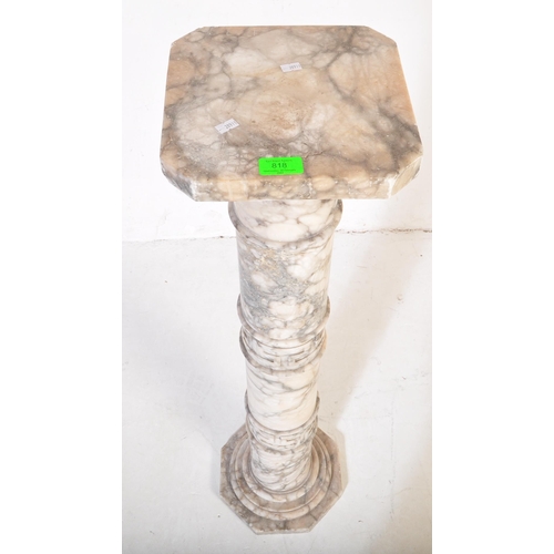 818 - A 20th century carved white marble column torchere stand / bust stand / jardinière planter stand. Th... 