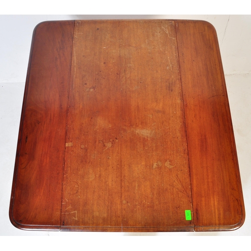 849 - A Victorian 19th century mahogany Pembroke table having a lined top with drop leaf over side drawers... 