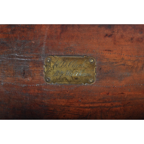 929 - A Victorian 19th century monogrammed leather gun case marked London label to interior (A/F). Togethe... 