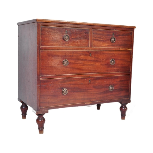 938 - A Victorian mid 19th century circa 1840s mahogany chest of drawers having a straight flared top over... 