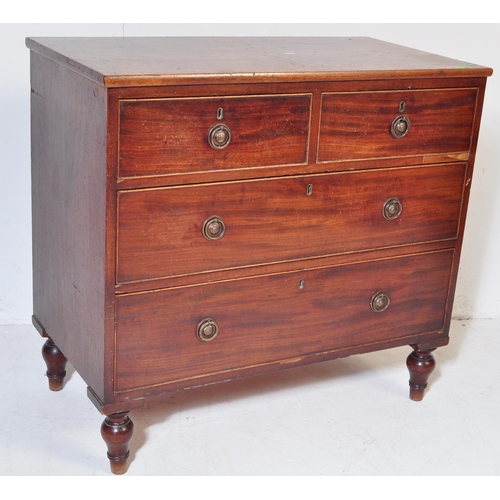 938 - A Victorian mid 19th century circa 1840s mahogany chest of drawers having a straight flared top over... 