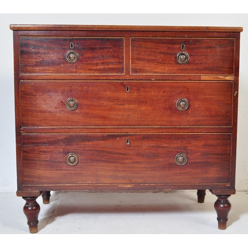938 - A Victorian mid 19th century circa 1840s mahogany chest of drawers having a straight flared top over... 