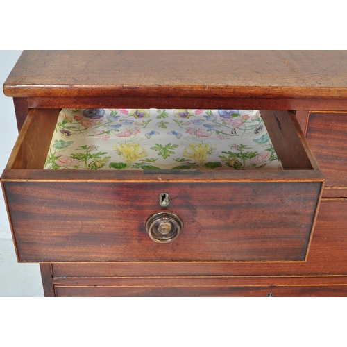 938 - A Victorian mid 19th century circa 1840s mahogany chest of drawers having a straight flared top over... 
