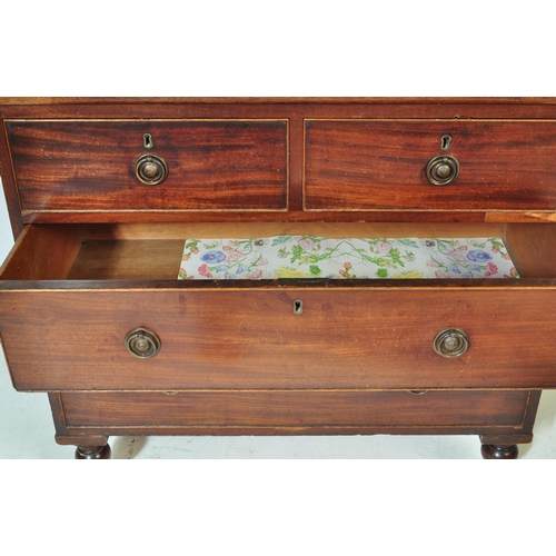 938 - A Victorian mid 19th century circa 1840s mahogany chest of drawers having a straight flared top over... 