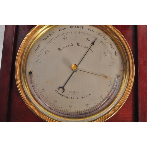 944 - A Victorian 19th century brass Vidie pattern Aneroid ships maritime barometer by Dent of Paris. The ... 