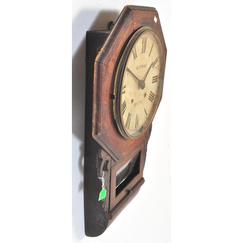 968 - A vintage 20th Century mahogany case railway post office clock. W B Payne - Bristol. With an inlaid ... 