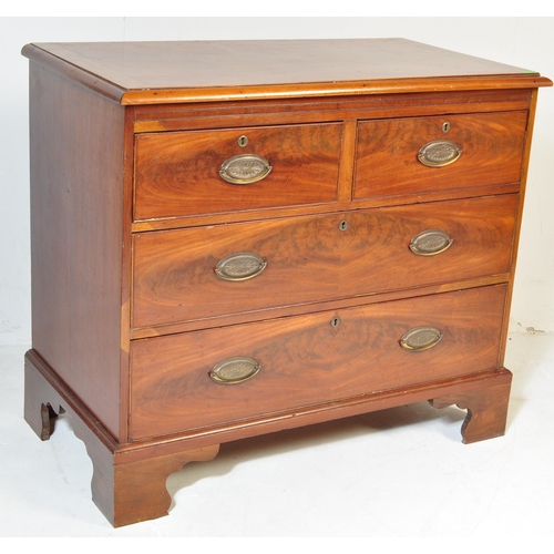 1052 - A 19th century George III flamed mahogany chest of drawers. Raised on bracket feet with 2 short over... 