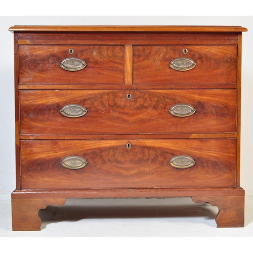 1052 - A 19th century George III flamed mahogany chest of drawers. Raised on bracket feet with 2 short over... 