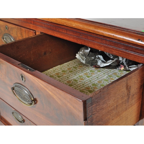 1052 - A 19th century George III flamed mahogany chest of drawers. Raised on bracket feet with 2 short over... 