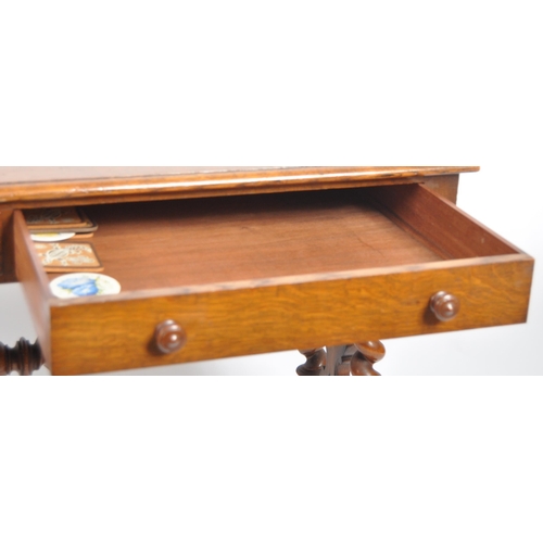 1065 - Victorian 19th century carved oak barley twist library writing table desk. Raised on splayed feet wi... 