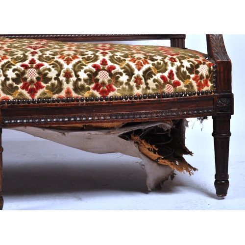 1069 - 19th century French Louis revival mahogany tapestry needlepoint upholstered Canape sofa settee. Rais... 