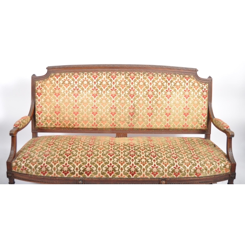 1069 - 19th century French Louis revival mahogany tapestry needlepoint upholstered Canape sofa settee. Rais... 