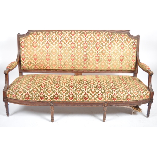1069 - 19th century French Louis revival mahogany tapestry needlepoint upholstered Canape sofa settee. Rais... 