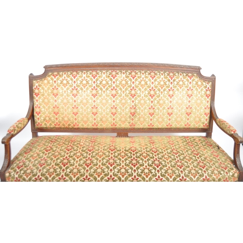 1069 - 19th century French Louis revival mahogany tapestry needlepoint upholstered Canape sofa settee. Rais... 