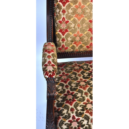 1069 - 19th century French Louis revival mahogany tapestry needlepoint upholstered Canape sofa settee. Rais... 