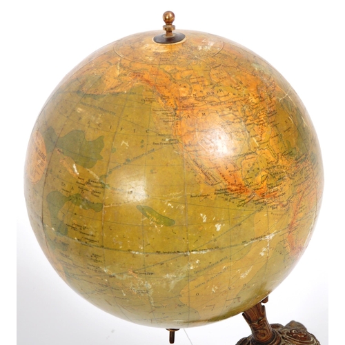 1072 - Early 20th century Philips 12  inch terrestrial desk / table top glove. The paper lined globe being ... 