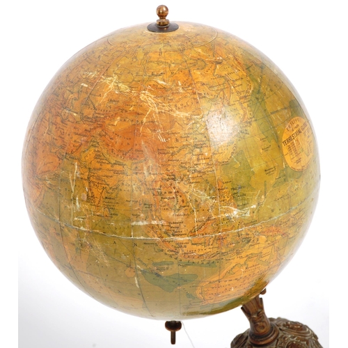 1072 - Early 20th century Philips 12  inch terrestrial desk / table top glove. The paper lined globe being ... 