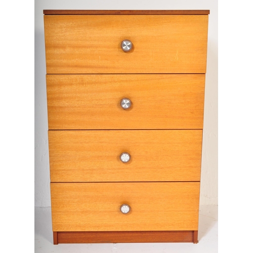 691 - British Modern Design – A Mid century teak wood pedestal chest of drawers having an upright bank of ... 