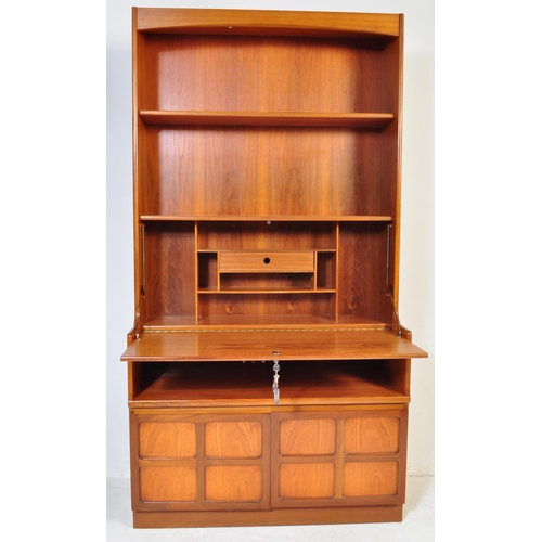781 - Nathan Squares Pattern Highboard . A retro 20th Century Teak wood highboard display bookcase cabinet... 
