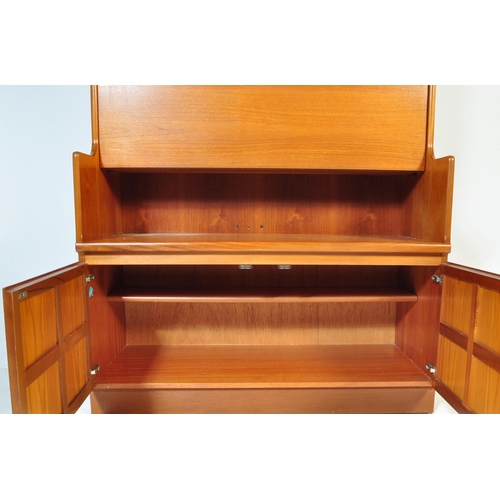 781 - Nathan Squares Pattern Highboard . A retro 20th Century Teak wood highboard display bookcase cabinet... 