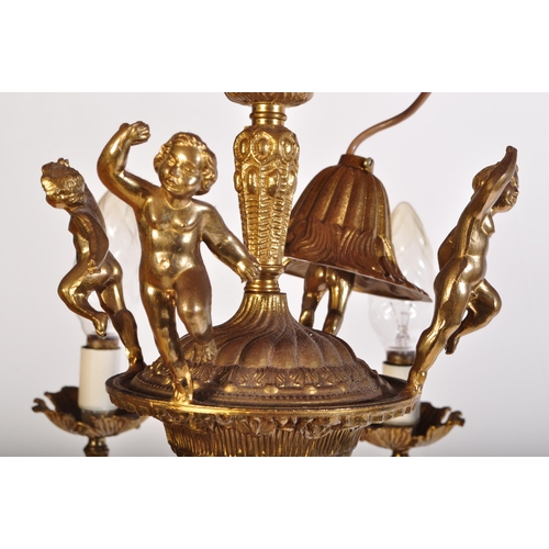 948 - A large 20th Century antique revival gilt bronze chandelier electrolier. Multiple branches with scro... 