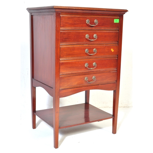 1053 - A 20th century  1920's style music cabinet having a bank of five music sheet filing drawers with hin... 