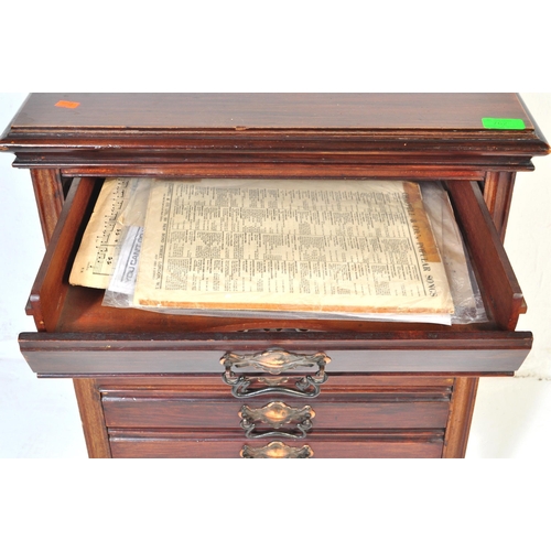 1053 - A 20th century  1920's style music cabinet having a bank of five music sheet filing drawers with hin... 