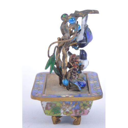 10 - An early 20th Century Chinese Cloisonne and gilt metal bonsai tree. Comprises a small cloisonne jard... 