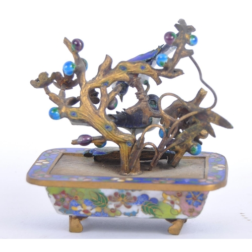 10 - An early 20th Century Chinese Cloisonne and gilt metal bonsai tree. Comprises a small cloisonne jard... 