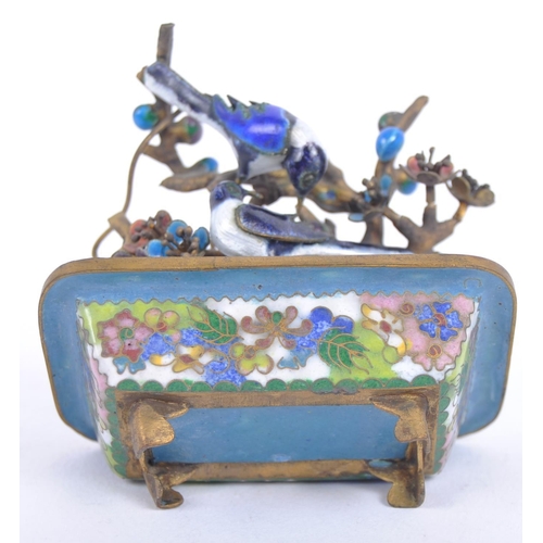 10 - An early 20th Century Chinese Cloisonne and gilt metal bonsai tree. Comprises a small cloisonne jard... 