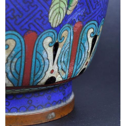 135 - A pair of early 20th Century Chinese Cloisonne vases. Baluster form with polychrome enamel decoratio... 