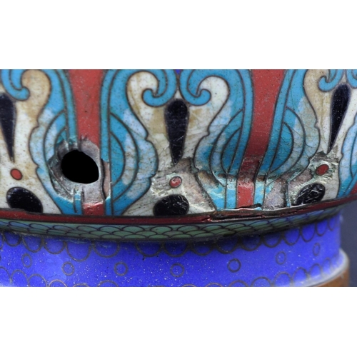 135 - A pair of early 20th Century Chinese Cloisonne vases. Baluster form with polychrome enamel decoratio... 