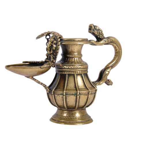140 - A 19th century Nepalese ritual butter lamp – Sukunda. Cast and chiselled bronze of baluster form and... 