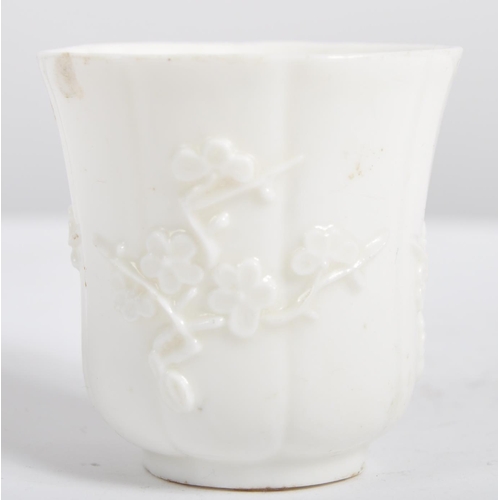 144 - A 18th century Blanc de Chine' porcelain tea / wine cup made in Dehua, China. A soft paste porcelain... 