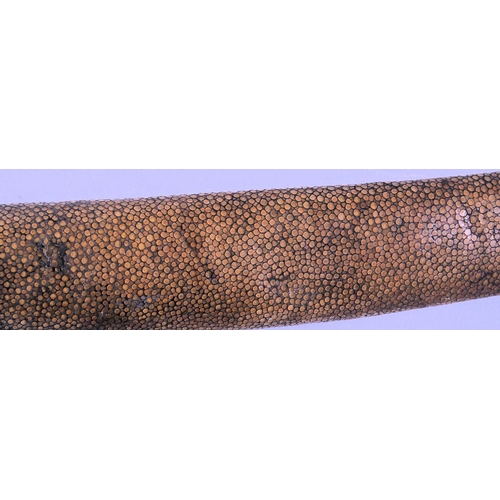 152 - A pair of 18th century fitted shagreen silver mounted case etui. The shagreen case bisected into com... 