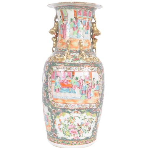 153 - A 19th Century Chinese Famille Rose porcelain vase of large size. Hand painted decoration depicting ... 