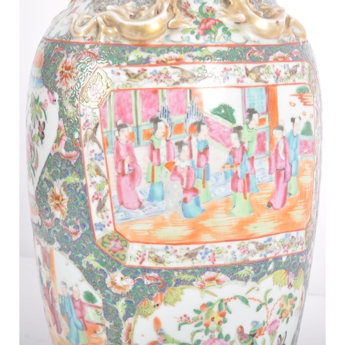 153 - A 19th Century Chinese Famille Rose porcelain vase of large size. Hand painted decoration depicting ... 