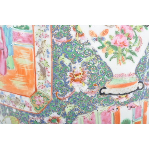 153 - A 19th Century Chinese Famille Rose porcelain vase of large size. Hand painted decoration depicting ... 