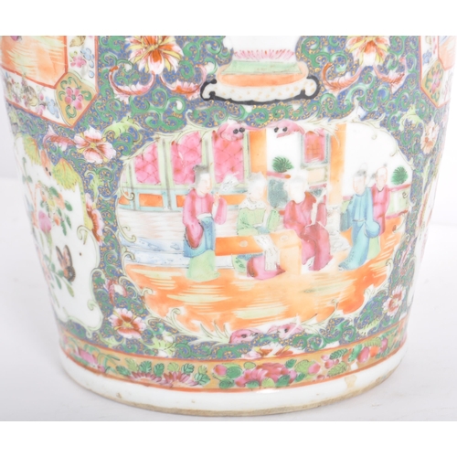 153 - A 19th Century Chinese Famille Rose porcelain vase of large size. Hand painted decoration depicting ... 